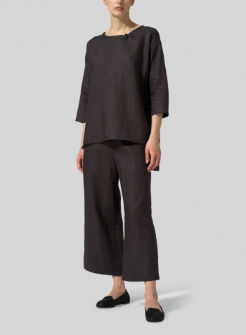 Graphite Linen Scoop Neck Tunic