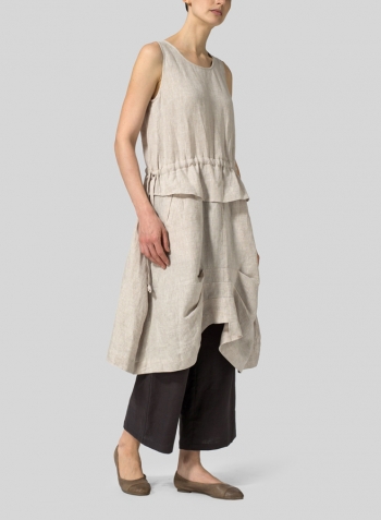 Oat Linen Loose A-Line Dress Set