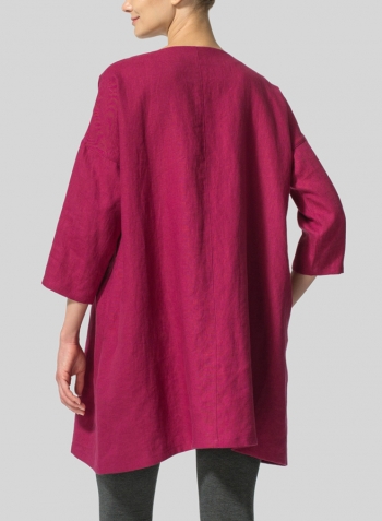 Claret Violet Linen Decolletage Neckline Long Tunic