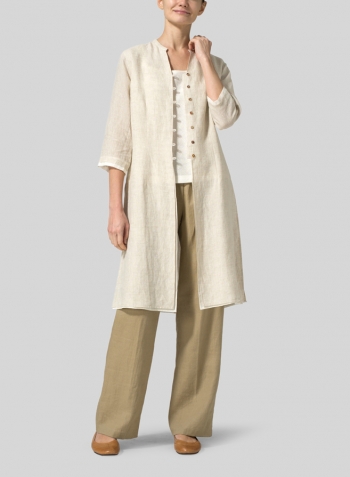 Linen Double Layers Long Top Set