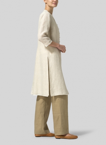 Linen Double Layers Long Top Set