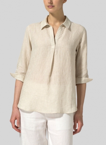 Oat Linen Classic Collar Shirt