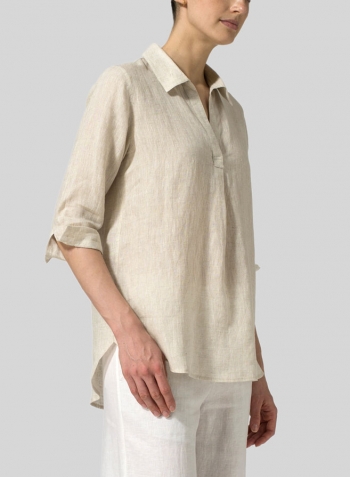 Oat Linen Classic Collar Shirt