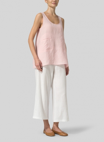 Baby Pink Linen A-line Double Pocketed Tank