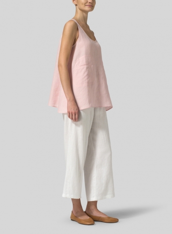 Baby Pink Linen A-line Double Pocketed Tank