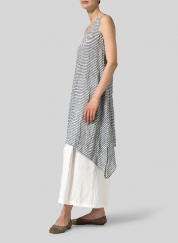 Linen Sleeveless Crumple Effect Long Dress Set