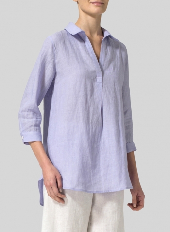 Lavender Linen Classic Collar Shirt