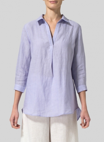 Lavender Linen Classic Collar Shirt