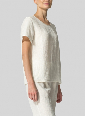 Soft White Linen Boxy Short Sleeve Top