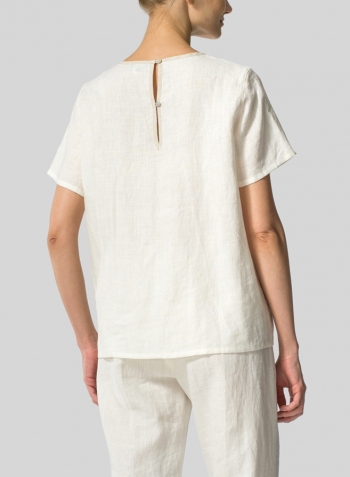 Soft White Linen Boxy Short Sleeve Top