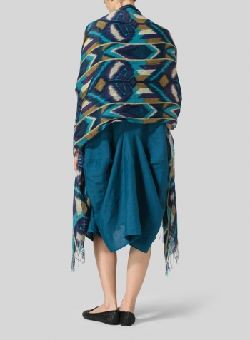 Linen Sleeveless Draped Dress With Scarf