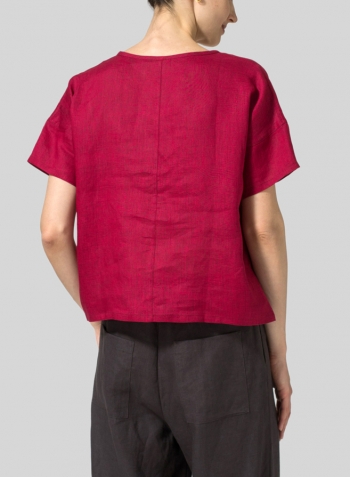 Burgundy Two Tone Linen Chinese Button Box Top