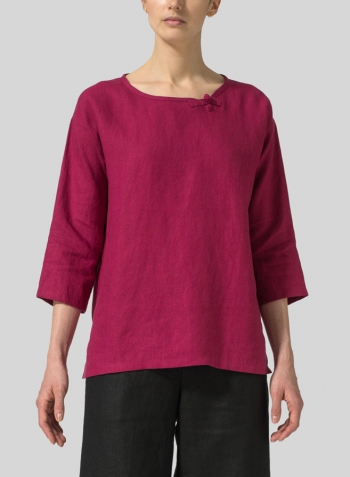 Claret Violet Linen Scoop Neck Tunic