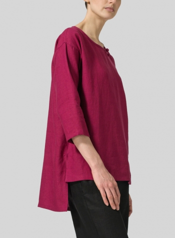 Claret Violet Linen Scoop Neck Tunic