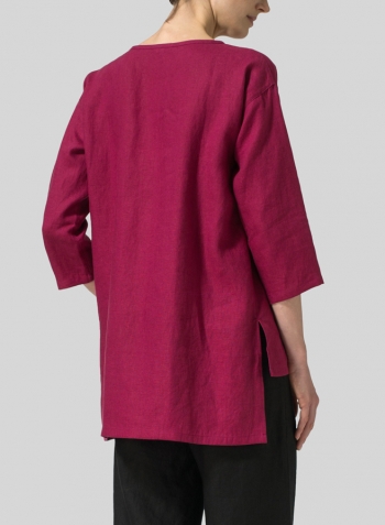 Claret Violet Linen Scoop Neck Tunic