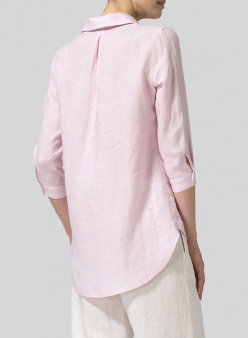 Soft Pink Linen Classic Collar Shirt