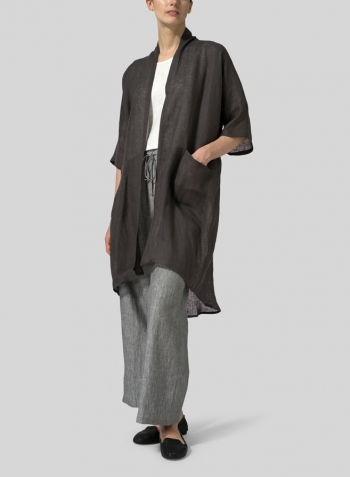 Carbon Black Linen Longline Oversized Cardigan