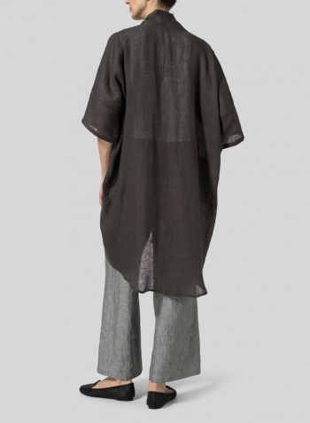 Carbon Black Linen Longline Oversized Cardigan