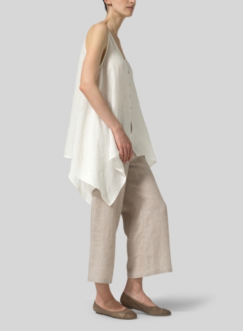 Off White Linen Handkerchief Sleeveless Top