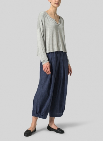 Soft Gray V-Neck Boxy Top