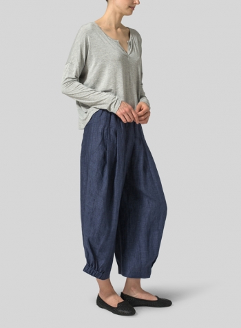 Soft Gray V-Neck Boxy Top