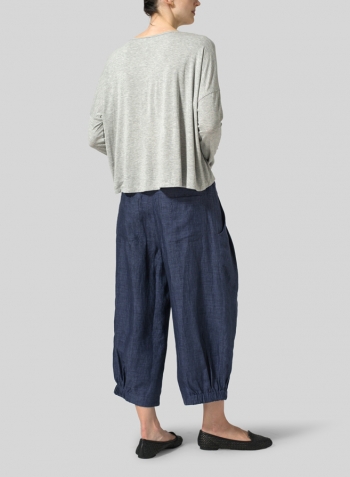 Soft Gray V-Neck Boxy Top