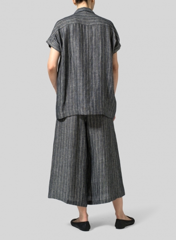 Twill Weave Linen Oversized Short Sleeve Jacket Set