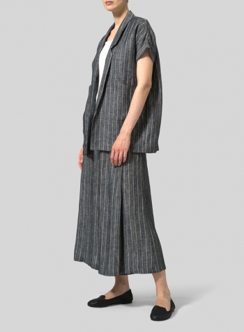 Twill Weave Linen Oversized Short Sleeve Jacket Set