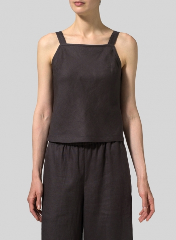 Graphite Linen Bias Cut Sleeveless Short Tank Top