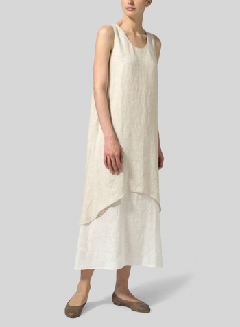 Oat Linen Double Layer Extra Long Dress