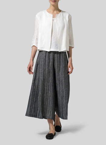 White Linen Open Front Jacket