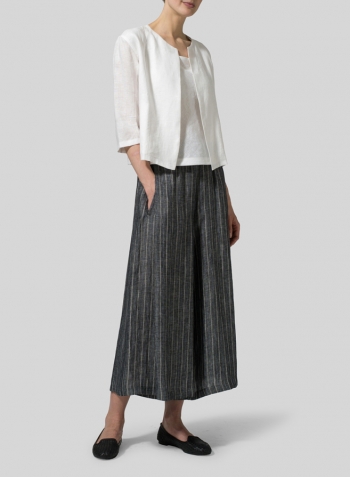 White Linen Open Front Jacket