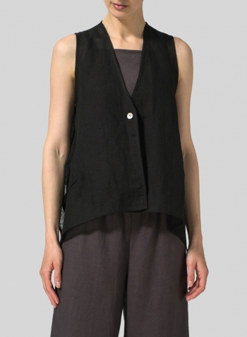 Black Gauze Linen Vest