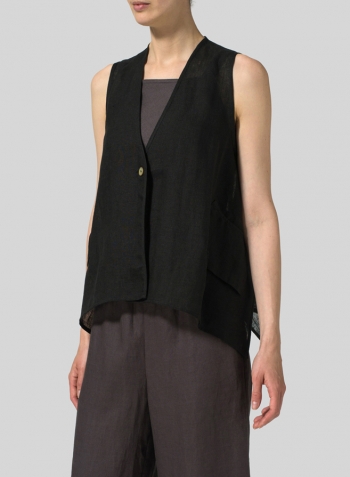 Black Gauze Linen Vest