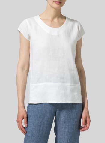 White Linen Straight Stick-Shaped Top