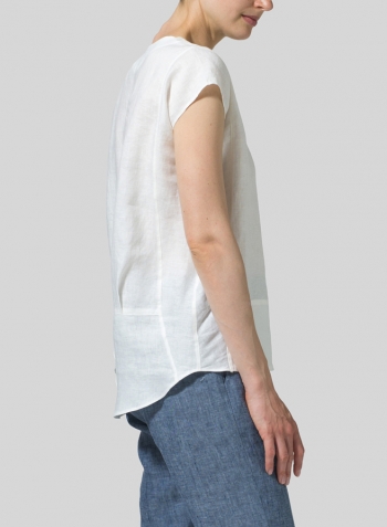 White Linen Straight Stick-Shaped Top