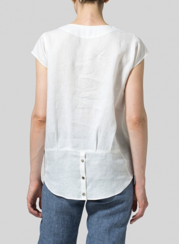 White Linen Straight Stick-Shaped Top