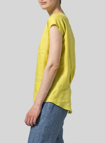 Yellow Linen Straight Stick-Shaped Top