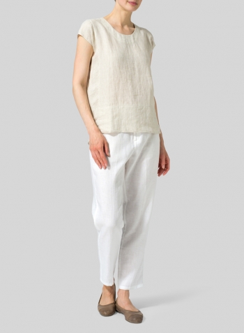 Oat Linen Straight Stick-Shaped Top