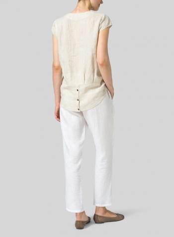 Oat Linen Straight Stick-Shaped Top