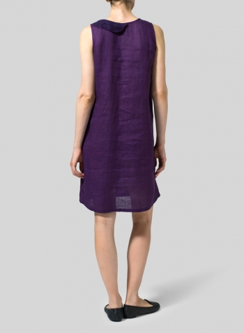 Amethyst  Linen Pleated A-Line Dress