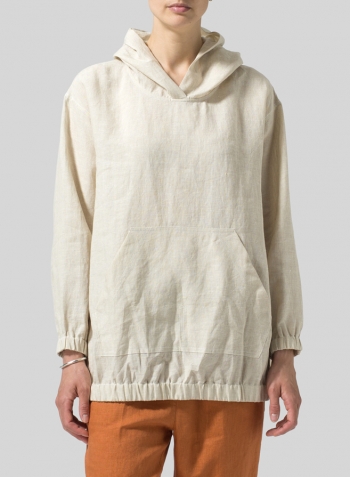 Oat Linen Oversized Hoodie Top