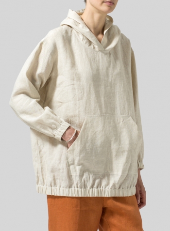 Oat Linen Oversized Hoodie Top