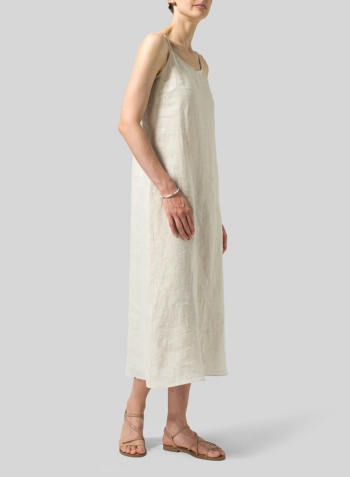 Oat Linen Spaghetti Strap Long Dress