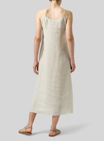 Oat Linen Spaghetti Strap Long Dress