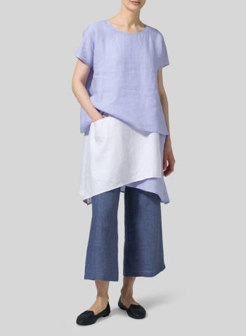 Lavender Pale Purple Linen Layered Top