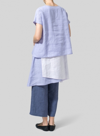 Lavender Pale Purple Linen Layered Top