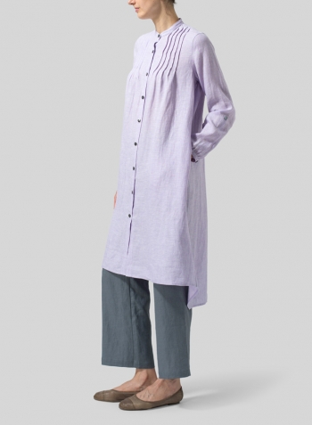 Pastel Mauve Linen A-Line Long Sleeve Tunic