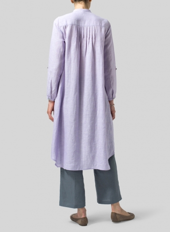 Pastel Mauve Linen A-Line Long Sleeve Tunic