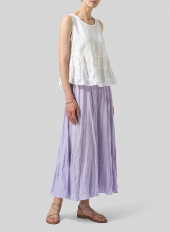 Linen Sleeveless Pleated Blouse Set